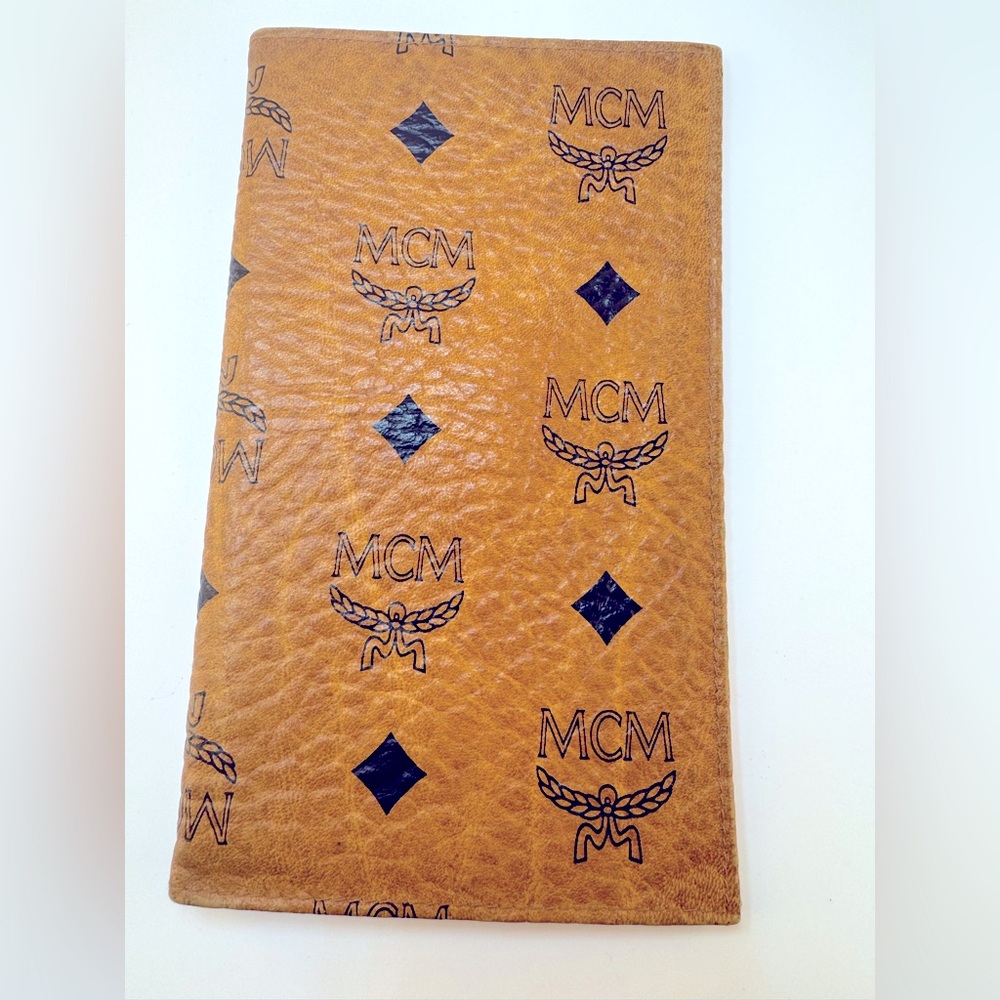 MCM Long Wallet Passport Holder Cognac Visetos Germany Authentic Vintage MCM